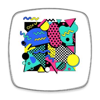 80er 90er Retro Memphis Design Bunt - Viereckiger Kühlschrankmagnet - Weiß - Vorne