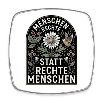 Retro Blumen Design Menschenrechte Spruch - Viereckiger Kühlschrankmagnet - Weiß - Vorne
