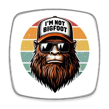 I'm Not Bigfoot Retro Sunset Sasquatch Funny - Square fridge magnet - white - Front