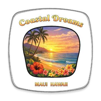 Maui Hawaii Traumurlaub Küste Strand Sonnenunterga - Viereckiger Kühlschrankmagnet - Weiß - Vorne