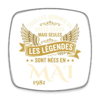 Anniversaire Mai 1981 - Magnet carré - blanc - Devant