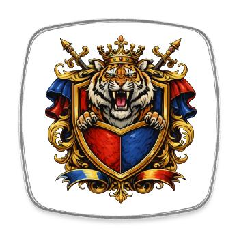 Royal Tiger Coat of Arms - Square fridge magnet - white - Front