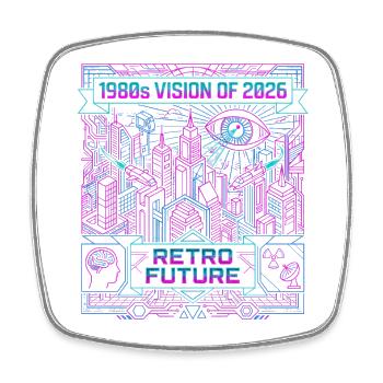 Old Vision Of Future - Square fridge magnet - white - Front