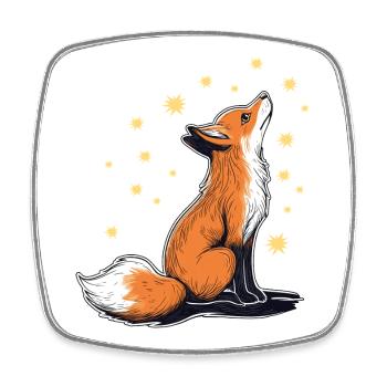 Fuchs und Sterne - Viereckiger Kühlschrankmagnet - Weiß - Vorne