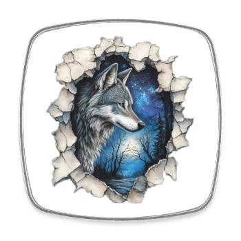 Loup avec des étoiles - Magnet carré - blanc - Devant