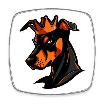 Doberman Hund Krone - Viereckiger Kühlschrankmagnet - Weiß - Vorne