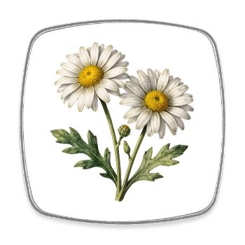 Bright Watercolor Daisies - Square fridge magnet - white - Front