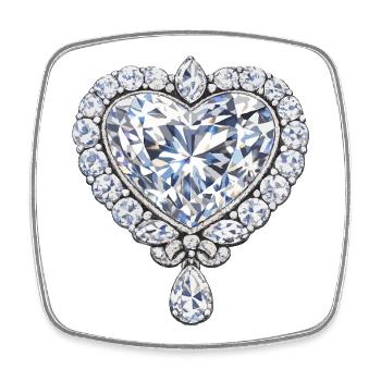 Herzförmiger Diamantschmuck - Viereckiger Kühlschrankmagnet - Weiß - Vorne