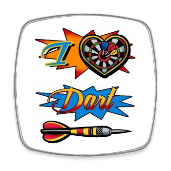 I Love Dart Dartboard Herz Motiv - Viereckiger Kühlschrankmagnet - Weiß - Vorne