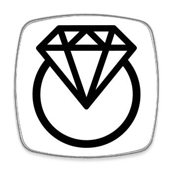 Diamantring - Viereckiger Kühlschrankmagnet - Weiß - Vorne