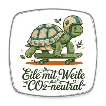 Schildkröte Skateboard Nachhaltig Spruch Design - Viereckiger Kühlschrankmagnet - Weiß - Vorne