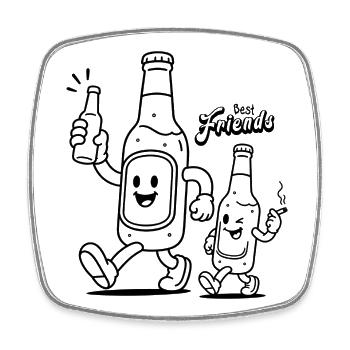Best Friends Bierli und Bierli - Viereckiger Kühlschrankmagnet - Weiß - Vorne