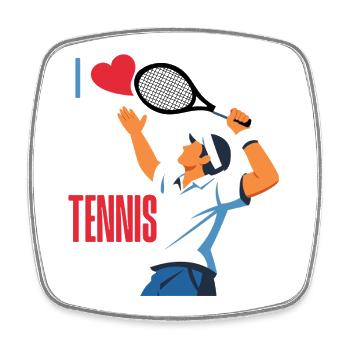 I Love Tennis Illustration - Square fridge magnet - white - Front