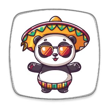 Panda Comic Sombrero drôle - Magnet carré - blanc - Devant