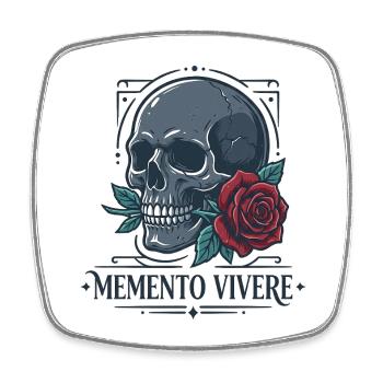 Memento Vivere Rose - Viereckiger Kühlschrankmagnet - Weiß - Vorne