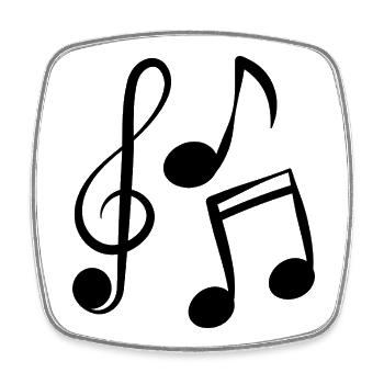 Music Vibes – Sheet Music Design Minimal - Magnet carré - blanc - Devant