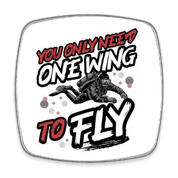Tauchen One Wing To Fly – Tec & Scuba Diver Design - Viereckiger Kühlschrankmagnet - Weiß - Vorne