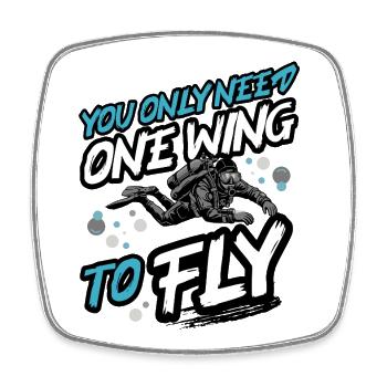 Tauchen One Wing To Fly – Tec & Scuba Diver Design - Viereckiger Kühlschrankmagnet - Weiß - Vorne