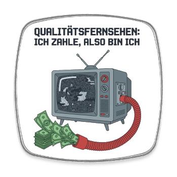 Rundfunkbeitrag Fernsehen Gebühren Satire - Viereckiger Kühlschrankmagnet - Weiß - Vorne