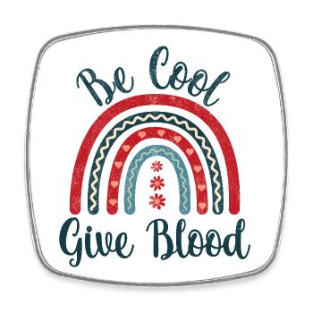 Be cool, give Blood! with rainbow - Viereckiger Kühlschrankmagnet - Weiß - Vorne