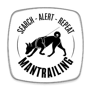 Chiens de chasse de piste Basenji Chiens de recherche sportive Wilsigns - Magnet carré - blanc - Devant