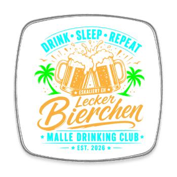 Malle 2026 Lecker Bierchen Malle Drinking Club - Viereckiger Kühlschrankmagnet - Weiß - Vorne