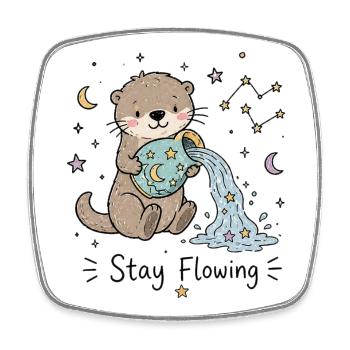 Astro Aquarius Otter – Stay Flowing - Square fridge magnet - white - Front