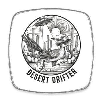 Wüste Roadrunner UFO Retro Western Desert Drifter - Square fridge magnet - white - Front