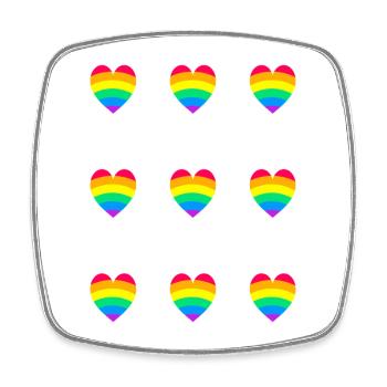 Cœurs arc-en-ciel de la fierté LGBT - Magnet carré - blanc - Devant