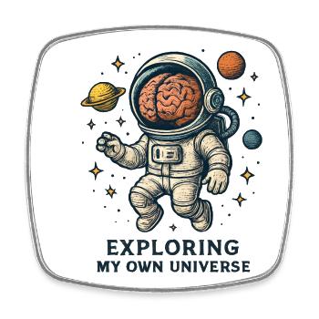 Cosmic head astronaut - Square fridge magnet - white - Front