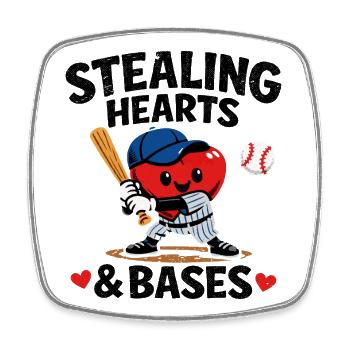 Stealing Hearts & Bases Baseball Herz Kinder Desig - Viereckiger Kühlschrankmagnet - Weiß - Vorne