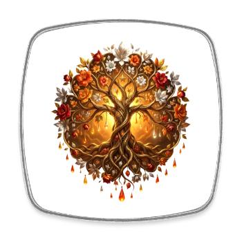 Fire Tree in Mandala - Square fridge magnet - white - Front