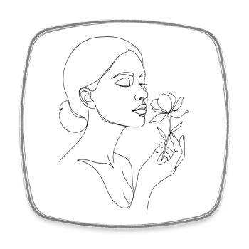 Unisex Line Art T-Shirt I Face Sketch Woman - Square fridge magnet - white - Front