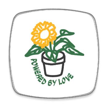 Boho Powered by Love Potted Sunflower - Square fridge magnet - white - Front