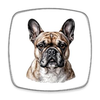 Schickes französisches Bulldoggenporträt - Viereckiger Kühlschrankmagnet - Weiß - Vorne