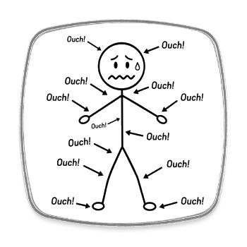 Humour Santé - J'ai pain tout ouch - Square fridge magnet - white - Front