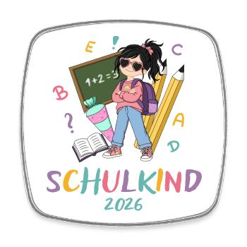 Schulkind 2026: Bunte Lernabenteuer - Viereckiger Kühlschrankmagnet - Weiß - Vorne