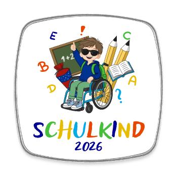 Schulkind 2026: Bunte Inklusion - Viereckiger Kühlschrankmagnet - Weiß - Vorne