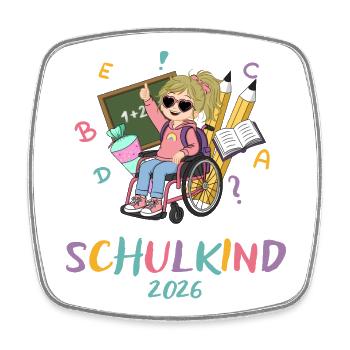 Schulkind Power 2026 - Viereckiger Kühlschrankmagnet - Weiß - Vorne