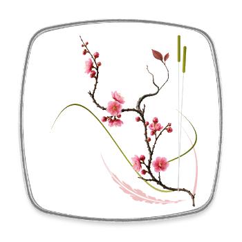 Japanese Plum Blossom Zen Style - Square fridge magnet - white - Front
