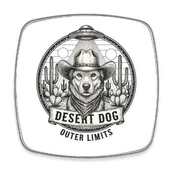 Space Dog Cowboy Graphique rétro - Magnet carré - blanc - Devant