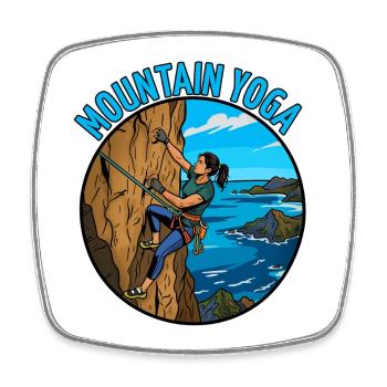 Yoga de montagne sur les falaises - Magnet carré - blanc - Devant