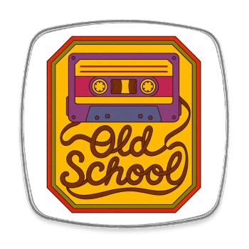 Old School Cassette Retro Patch - Square fridge magnet - white - Front