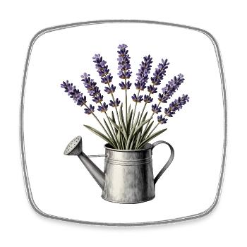 Lavendel in einer Gießkanne - Viereckiger Kühlschrankmagnet - Weiß - Vorne