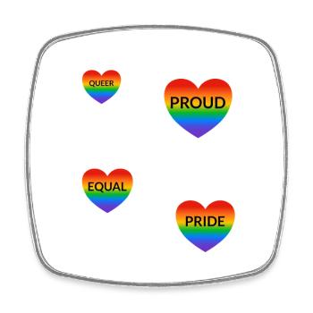 LGBT-Slogans stolz Regenbogenherzen - Viereckiger Kühlschrankmagnet - Weiß - Vorne