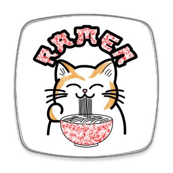 Ramen Cat Pop Art - Square fridge magnet - white - Front