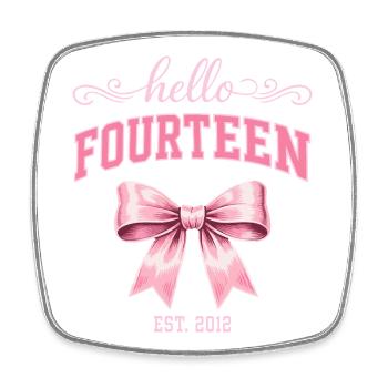 Hello Fourteen 14 Year Old Is 2012 Birthday Knot - Square fridge magnet - white - Front