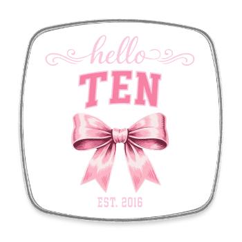 Hello Ten 10 Ans Est 2016 Anniversaire Nœud - Magnet carré - blanc - Devant