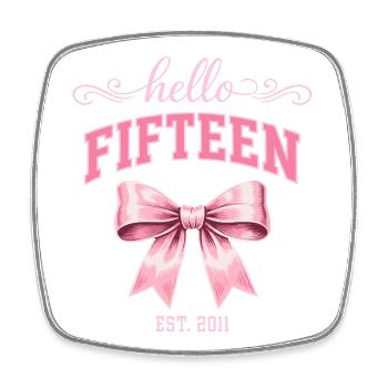 Hello Fifteen 15 Year Old Is 2011 Birthday Knot - Square fridge magnet - white - Front