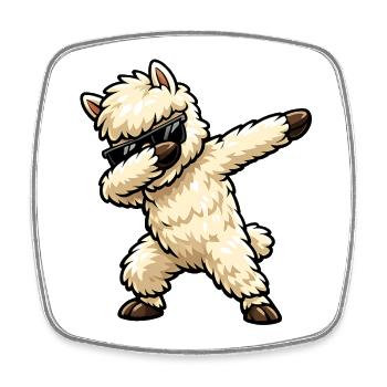 Dabbing Alpaca - Square fridge magnet - white - Front